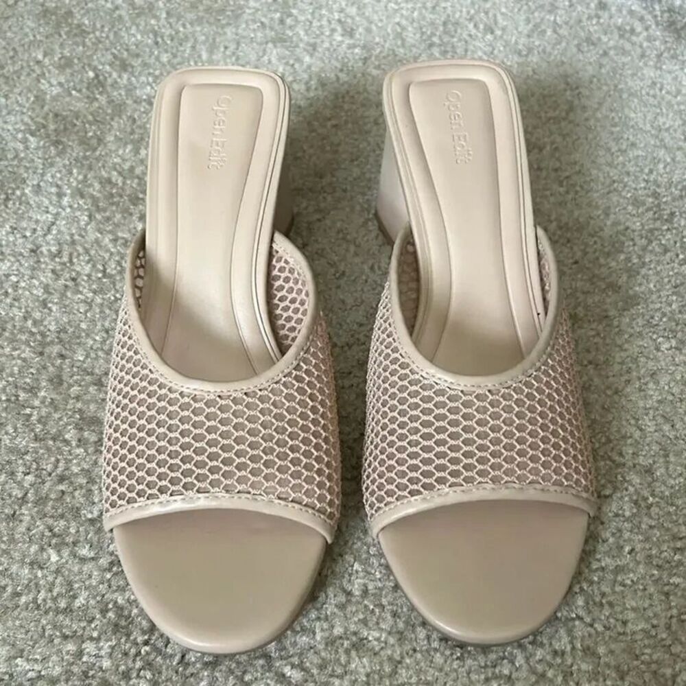 Open Edit Colette Sandal Beige Heels RN#58665 10M Women’s